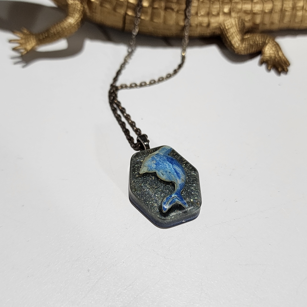 Blue Dolphin Pendant Necklace